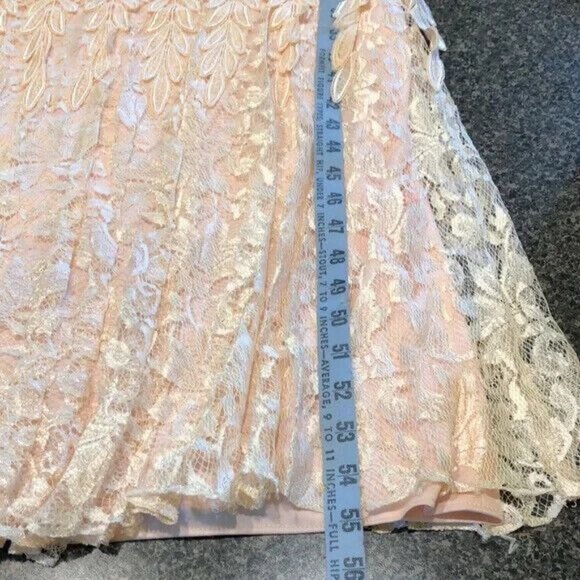 Jill Robbins Formal Maxi Dress Peach Lace Overlay Tiered Long Sleeve Medium - Picture 7 of 8